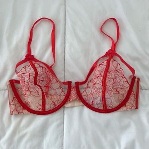 Red lace bra